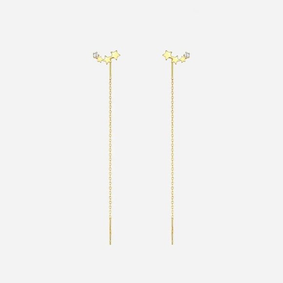 *NEW 925 Sterling Silver Star Chain Drop Earrings - Picture 8 of 8